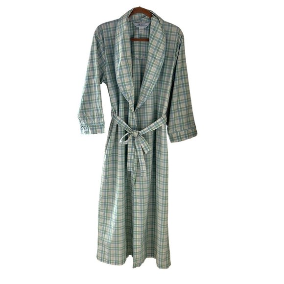 The Vermont Country Store Other - Vermont Country Store Wrap Robe Portuguese Cotton Plaid Pocket Pastels Size S